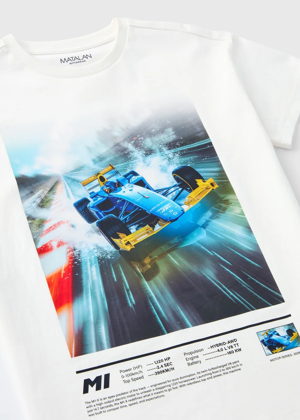 Boys White Racing Car T-Shirt (7-15yrs) - 14 Yrs Image 2