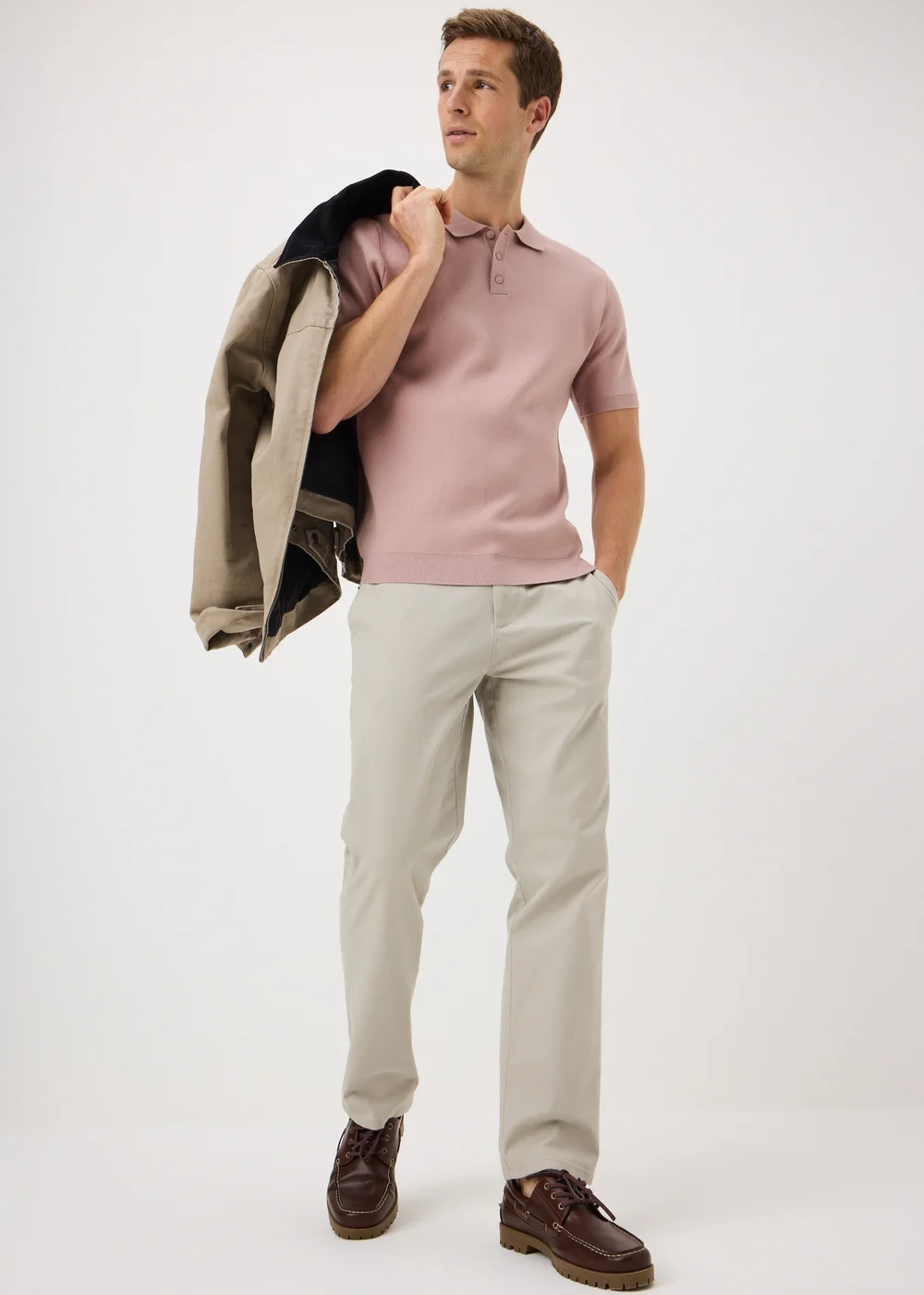 Pink Knitted Polo Shirt - 2XL Image 1