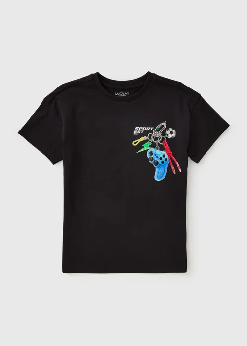 Boys Black Car Key Graffiti T-Shirt (7-15yrs) - 7 Yrs Image 1