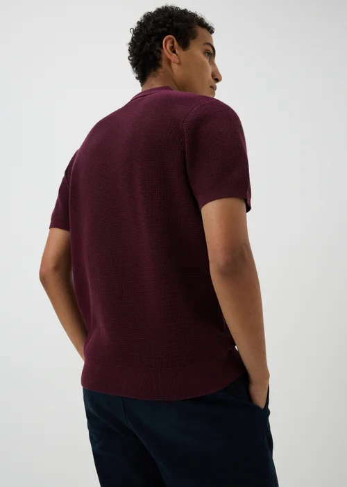 Burgundy Waffle Polo Shirt - XL Image 2