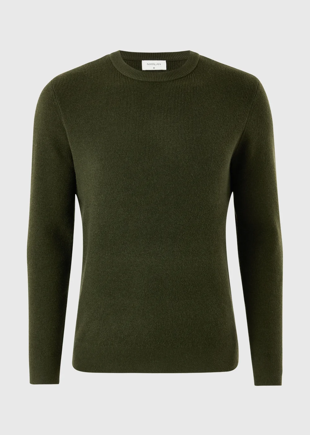 Khaki Smart Ribbed Crew Neck Jumper - S Image 4