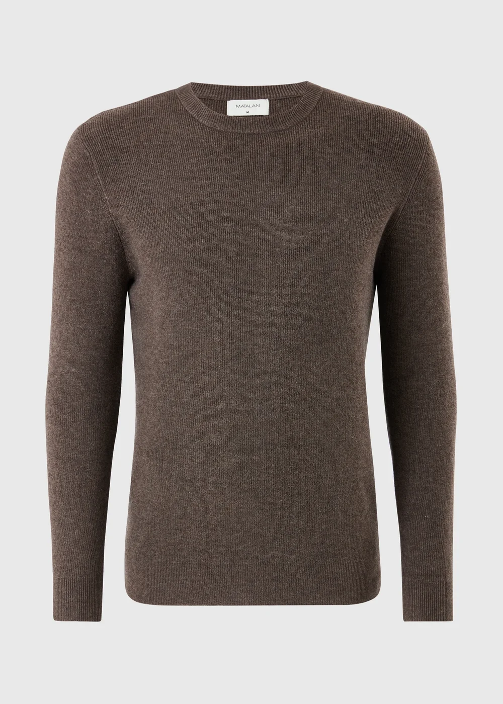 Brown Smart Ribbed Crew Neck Jumper - S Image 1