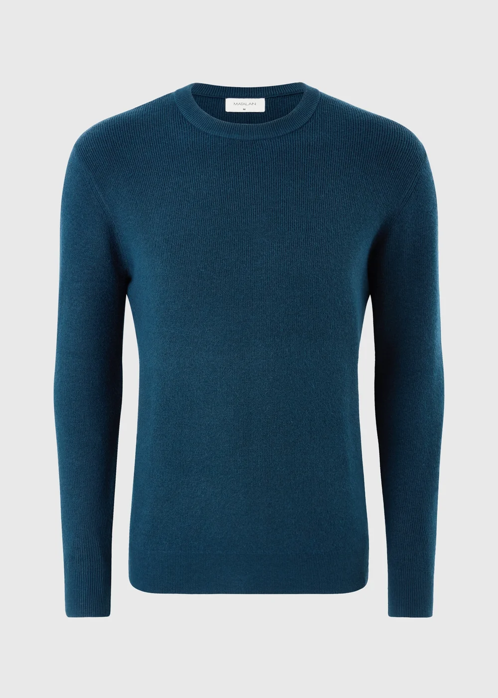 Teal Smart Ribbed Crew Neck Jumper - S Image 1