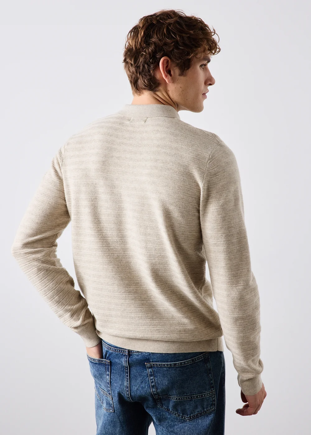 Ecru Quarter Zip Polo - M Image 3