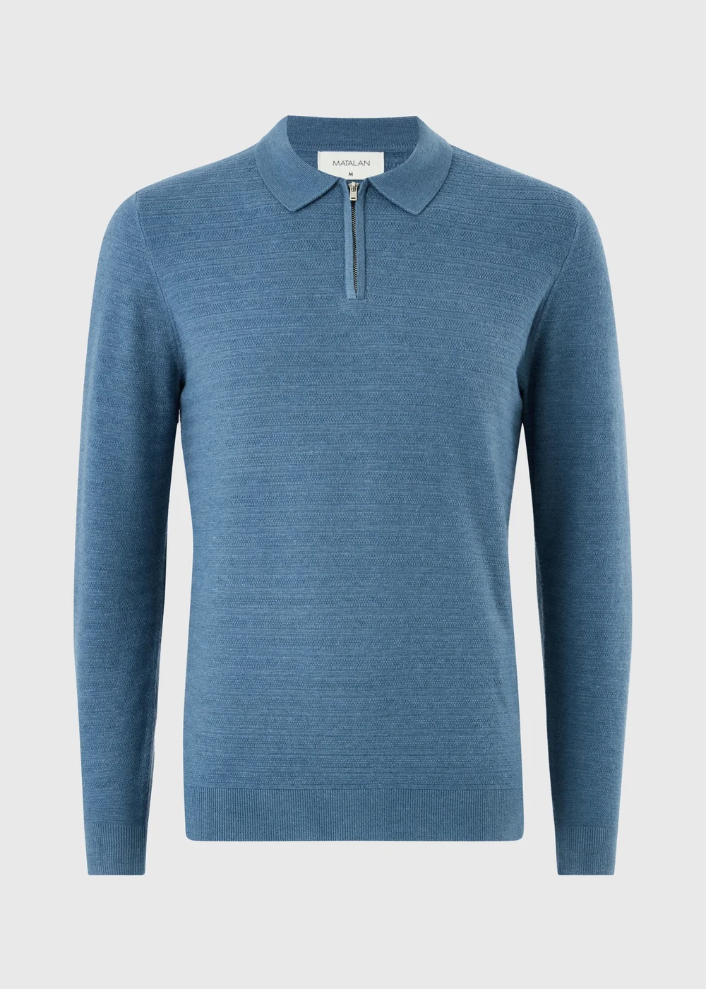 Blue Smart Ribbed Polo Shirt - M Image 1