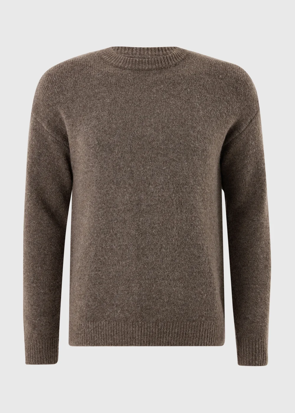 Brown Cosy Crew Neck Jumper - S Image 3