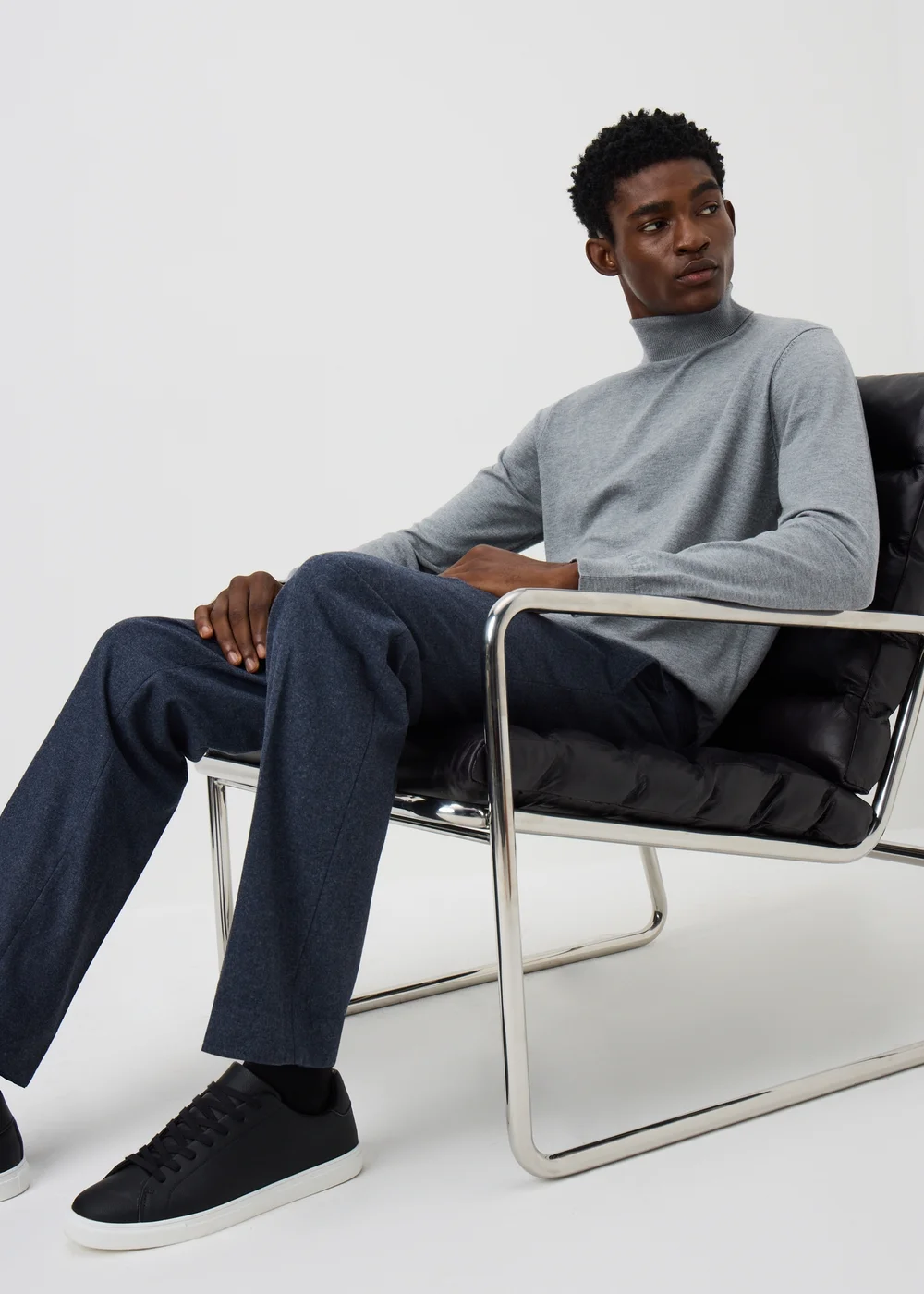 Grey Smart Roll Neck Jumper - S Image 4