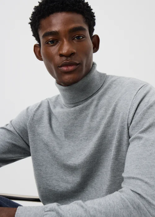 Grey Smart Roll Neck Jumper - S Image 3