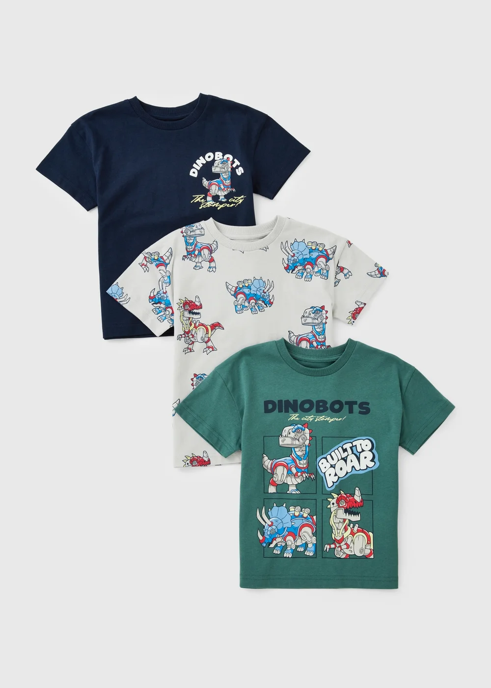 3 Pack Boys Multicolour Dinobots T-Shirts (1-8) - 2-3 Yrs Image 1