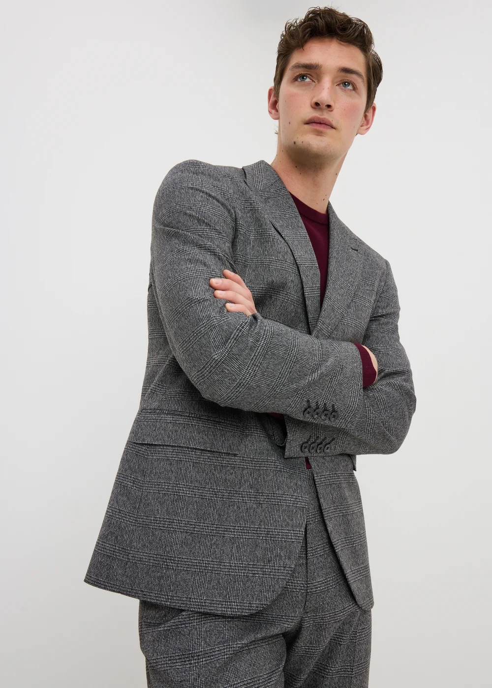 Taylor & Wright Heaton Grey Check Tailored Fit Suit Jacket - 34 Chest Short Image 4