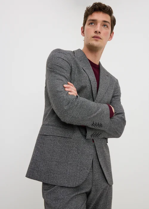 Taylor & Wright Heaton Grey Check Tailored Fit Suit Jacket - 34 Chest Short Image 4