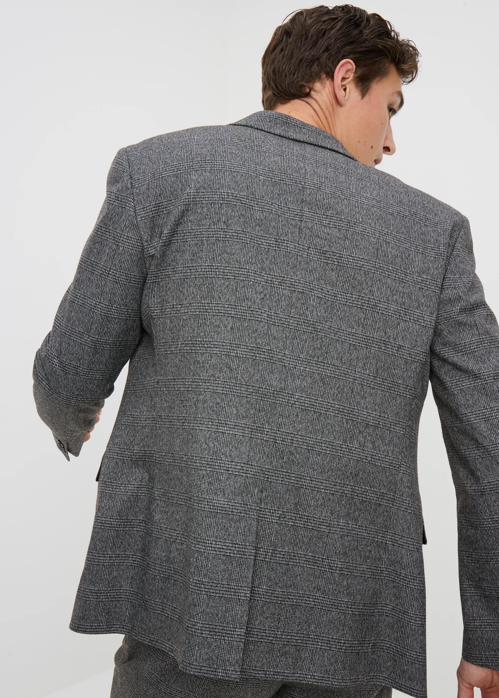 Taylor & Wright Heaton Grey Check Tailored Fit Suit Jacket - 34 Chest Short Image 2