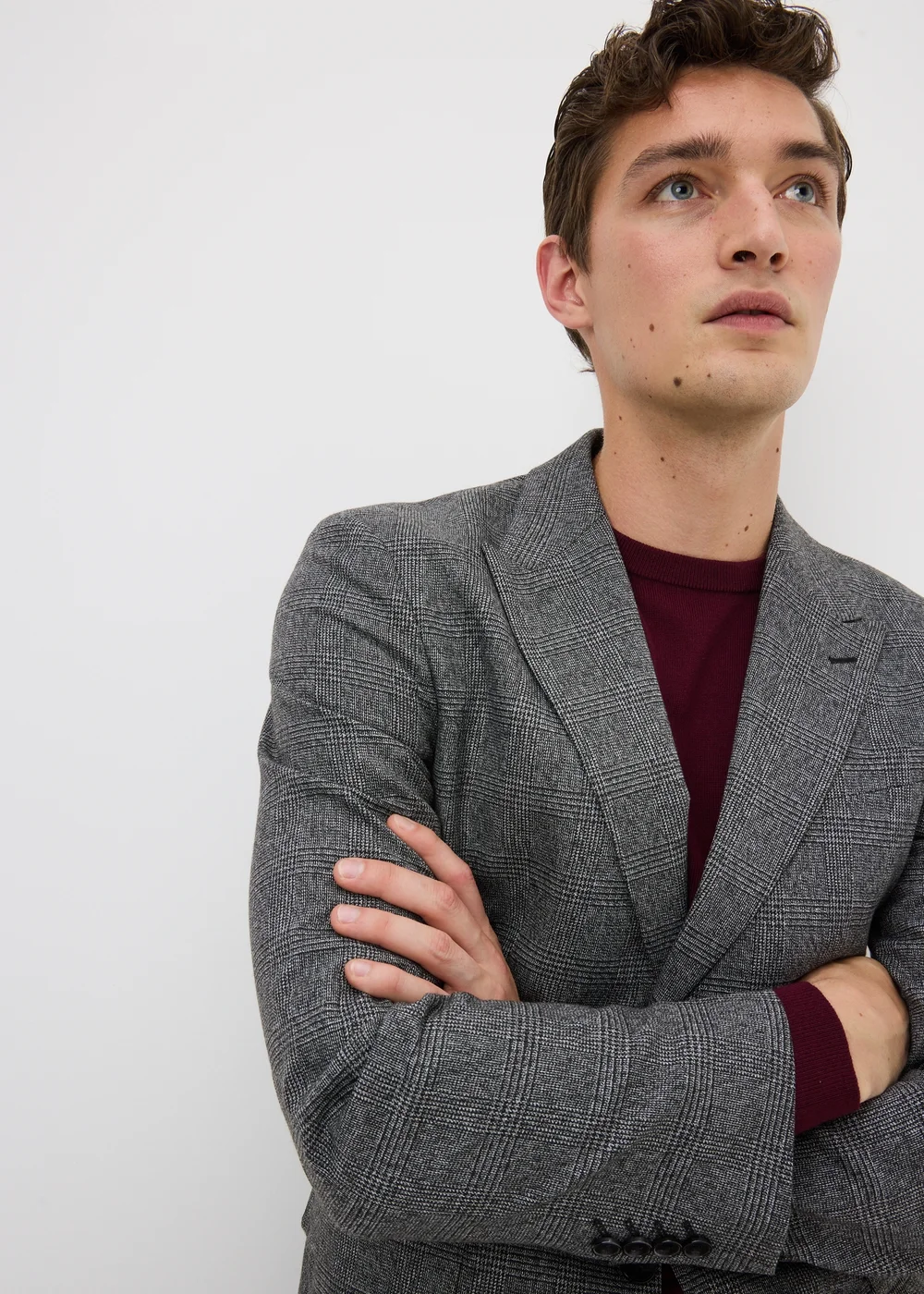 Taylor & Wright Heaton Grey Check Tailored Fit Suit Jacket - 34 Chest Short Image 3