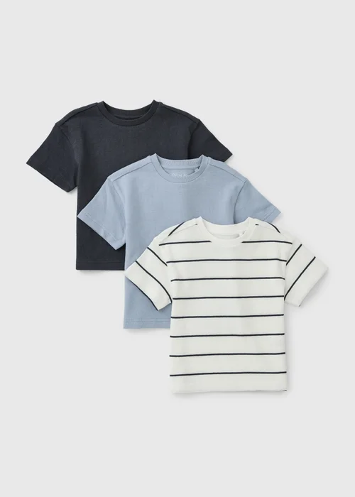 3 Pack Boys Multicolour Stripe T-Shirts (1-8 yrs) - 6-7 Yrs Image 1