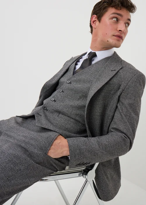 Taylor & Write Heaton Grey Check Suit Waistcoat - XS Image 4