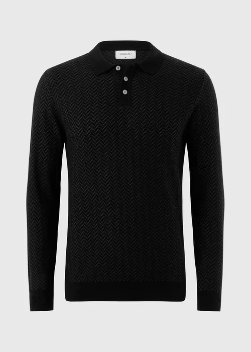 Black Smart Chevron Polo Shirt - S Image 4