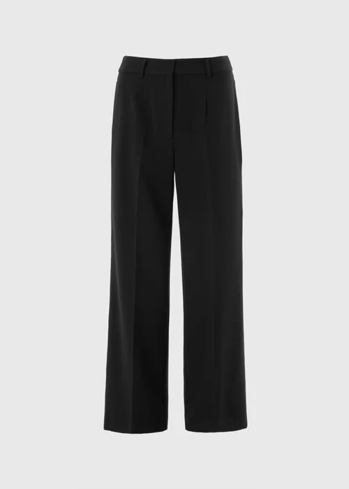 Black Textured Woven Wide Leg Trousers - 8/L29 Image 1
