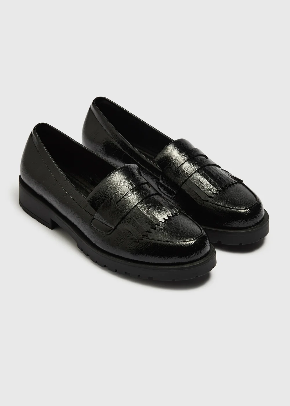 Black Crinkle Chunky Loafers - 3 Image 1