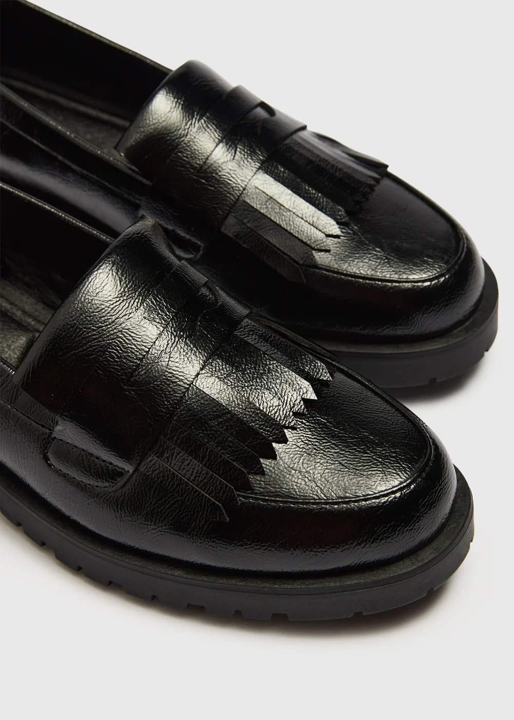 Black Crinkle Chunky Loafers - 3 Image 2
