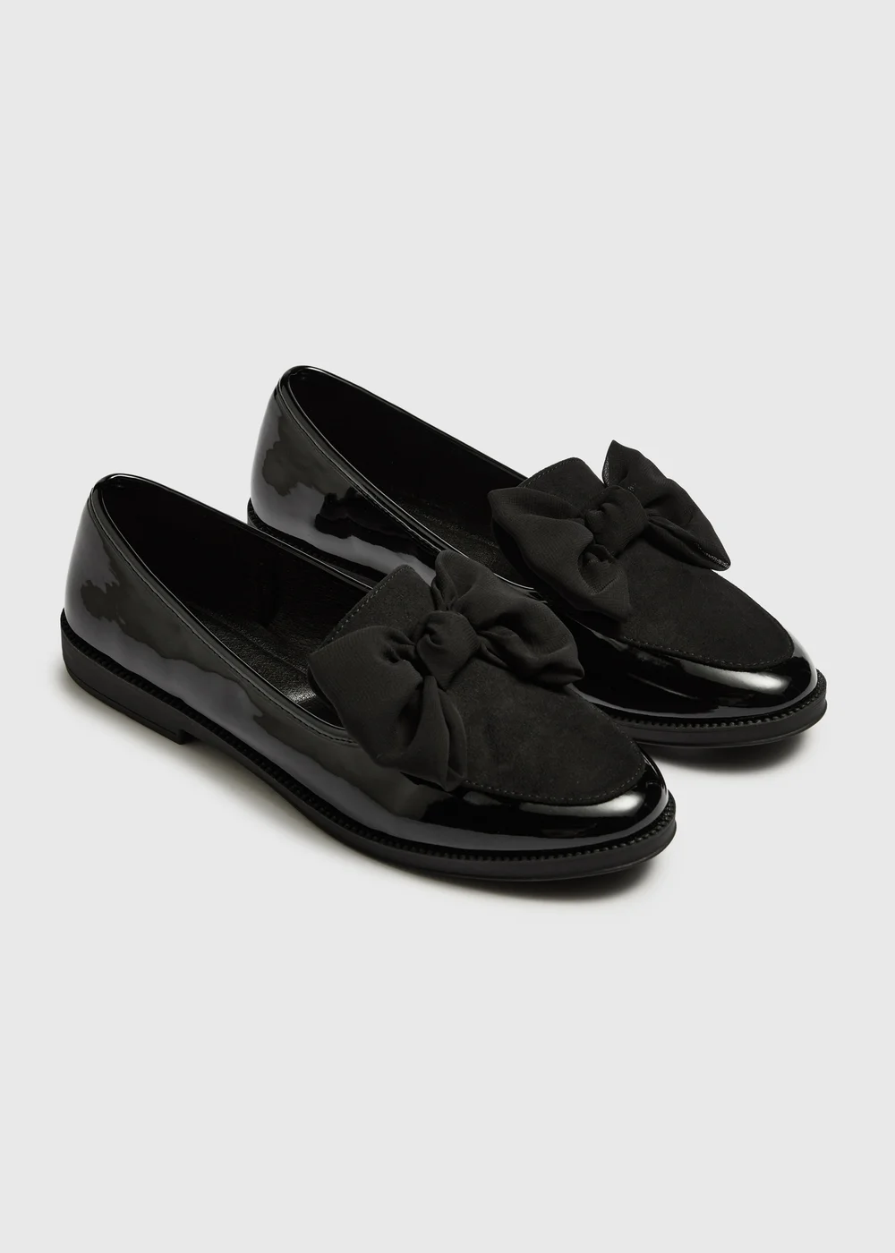 Black Patent Bow Loafers - 3 Image 1