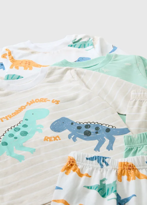 3 Pack Boys Oatmeal Dinosaur Pyjamas (1-7yrs) - 2-3 Yrs Image 2