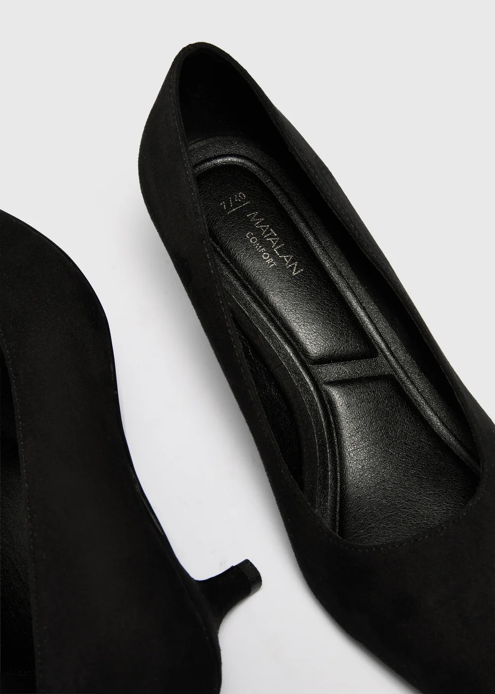 Black Faux Suede Pointed Peg Heel Court Shoes - 3 Image 3