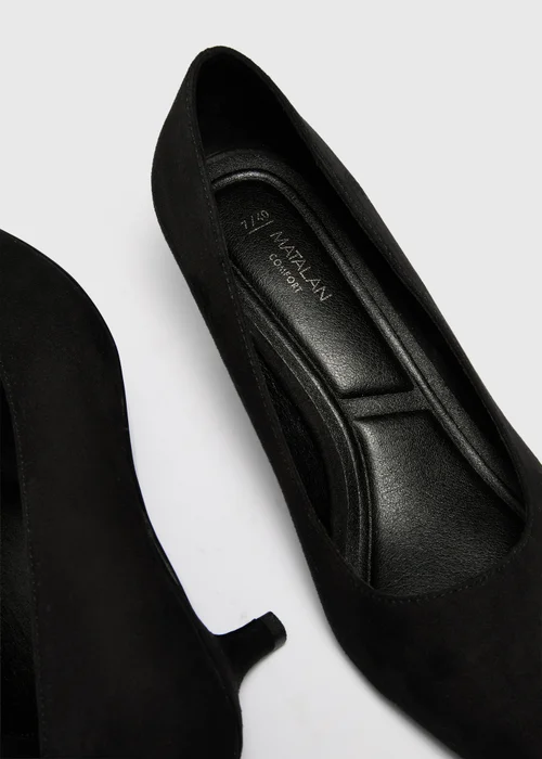 Black Faux Suede Pointed Peg Heel Court Shoes - 3 Image 3