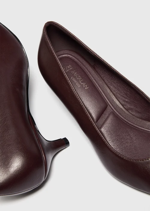 Burgundy Peg Heel Pointed Court Heels - 3 Image 4