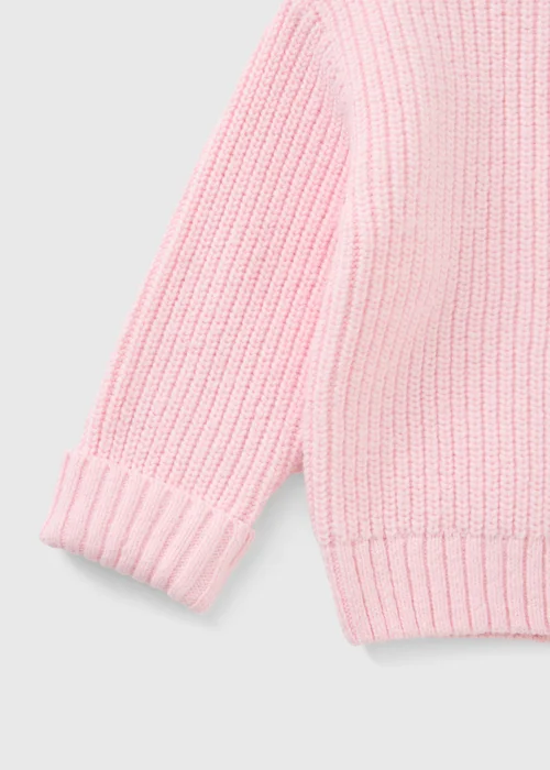 Girls Pink Fisherman Knit Jumper (1-8yrs) - 1-1.5 Yrs Image 2
