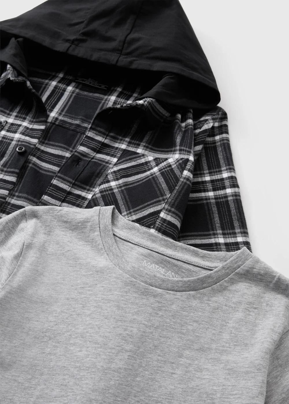 Boys Black Hoodie & Checked Shirt Set (7-15yrs) - 7 Yrs Image 2