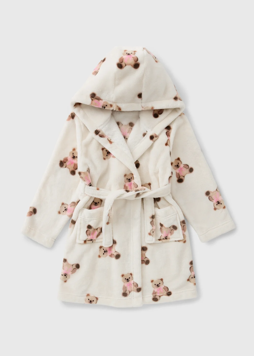 Girls Cream Bear Dressing Gown (1-13yrs) - 1-1.5 Yrs Image 1