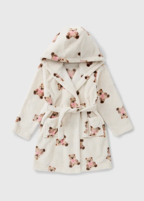 Girls Cream Bear Dressing Gown (1-13yrs) - 1-1.5 Yrs Image 1