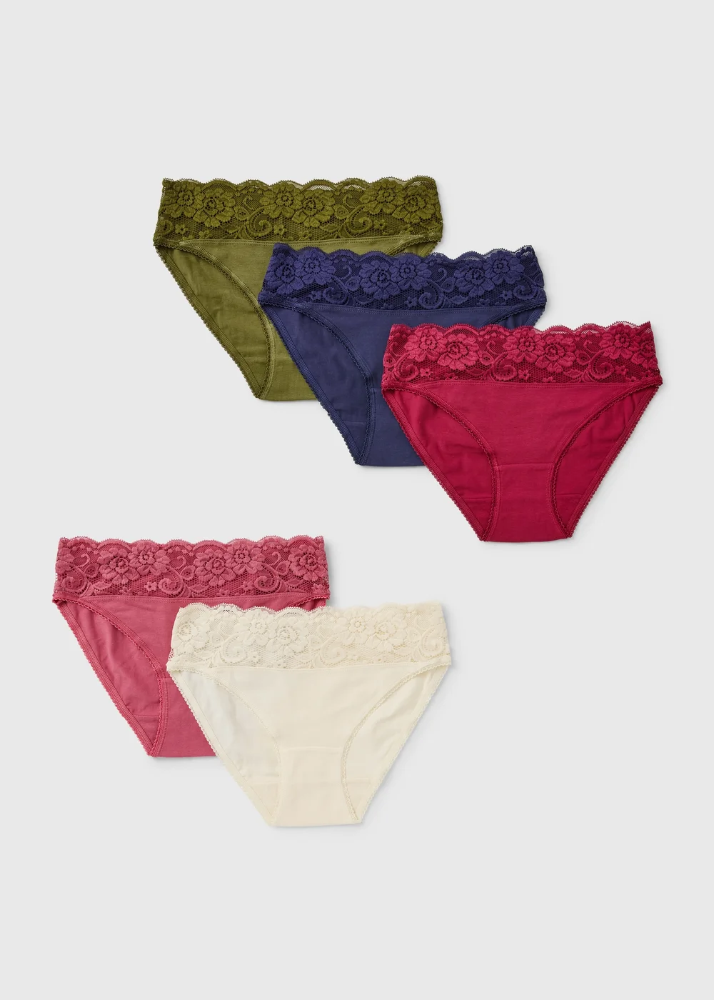 5 Pack Multicoloured Lace Trim Knickers - 8 Image 1