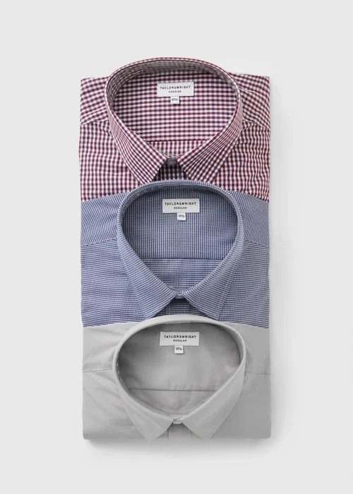 Taylor & Wright 3 Pack Multicolour Check Easy Care Regular Fit Shirts - 15 Collar Image 1