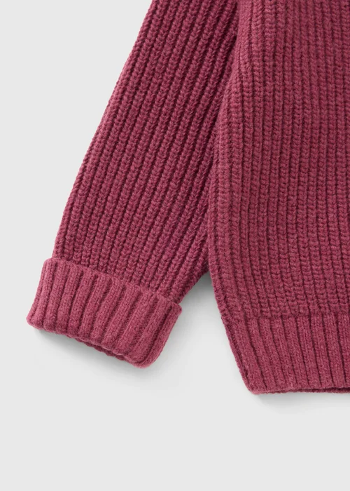 Girls Burgundy Fisherman Knit Jumper (1-8yrs) - 1-1.5 Yrs Image 2