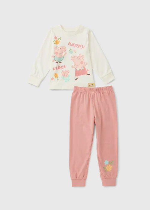 Peppa Pig Girls Pink Long Pyjama Set (1-7yrs) - 1-1.5 Yrs Image 1