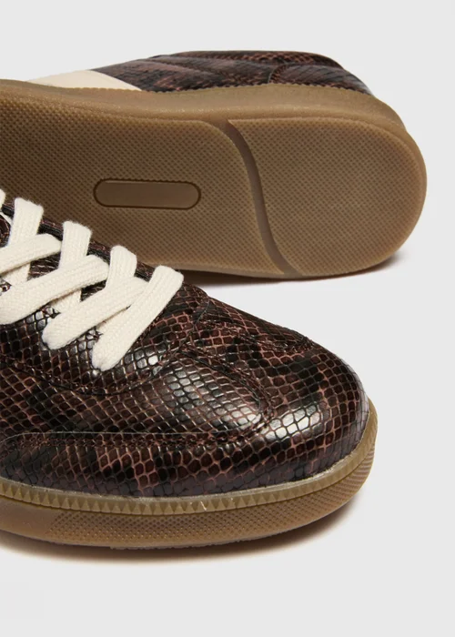 Chocolate Brown Snake Retro Trainers - 3 Image 3