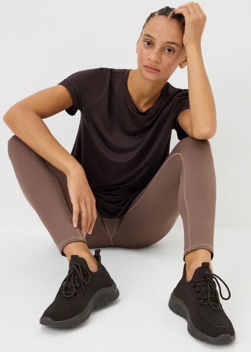 Chocolate Brown Knitted Lace Up Trainers - 4 Image 2