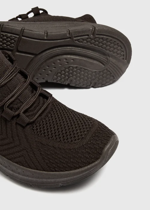 Chocolate Brown Knitted Lace Up Trainers - 4 Image 3