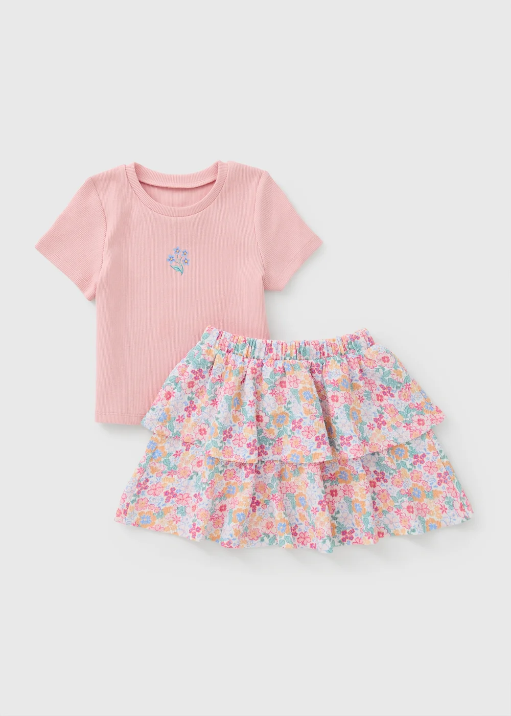 Girls Multicolour Floral Top & Skirt Set (1-8yrs) - 1-1.5 Yrs Image 1