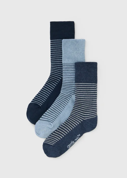 3 Pack Navy Striped Socks - One Size Image 1