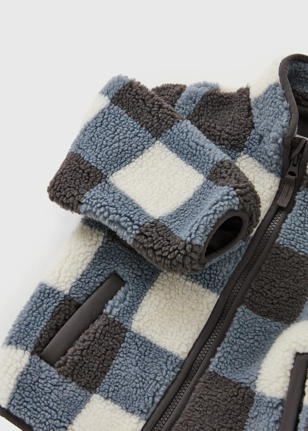 Boys Blue Check Borg Jacket (1-8yrs) - 1-1.5 Yrs Image 2