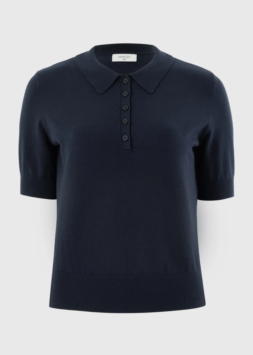 Navy Knitted Collared Short Sleeve Jumper - XS Image 5