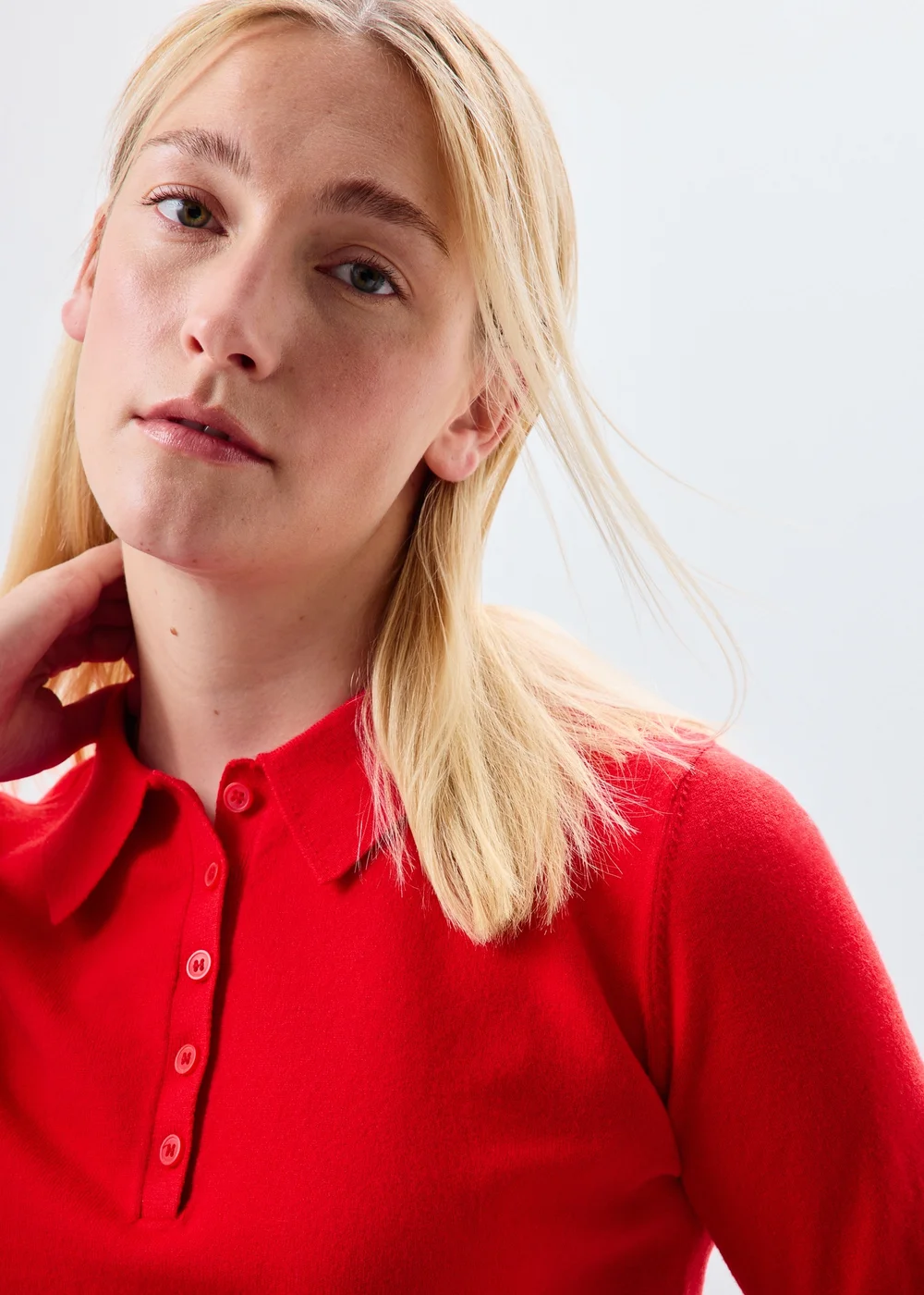Red Collared Knitted T-Shirt - XS Image 4