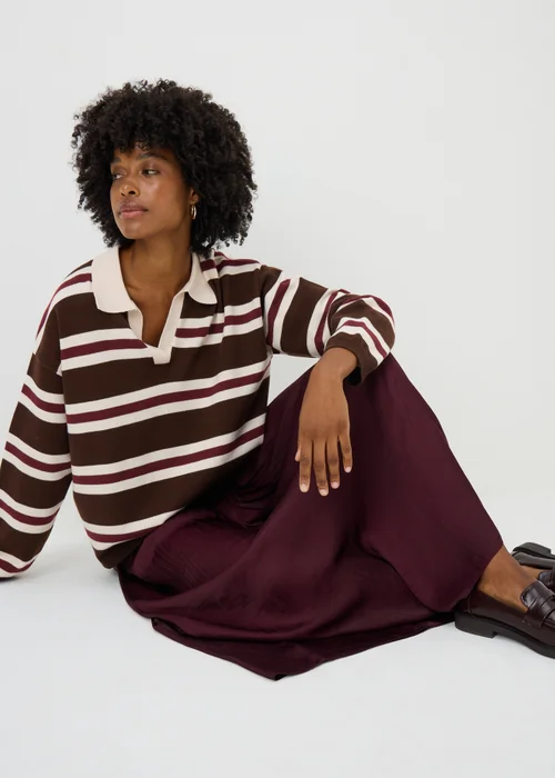 Brown Rugby Striped Jumper - XS Image 2