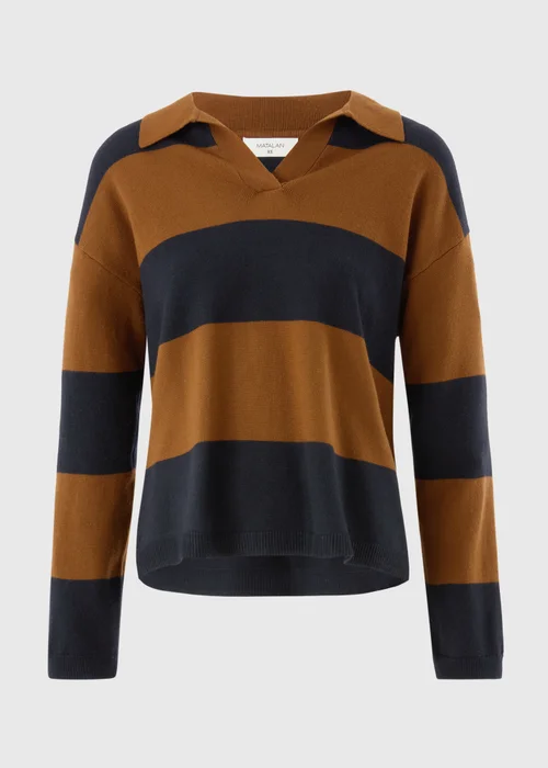Chocolate Brown Stripe Rugby Jumper - XS Image 4
