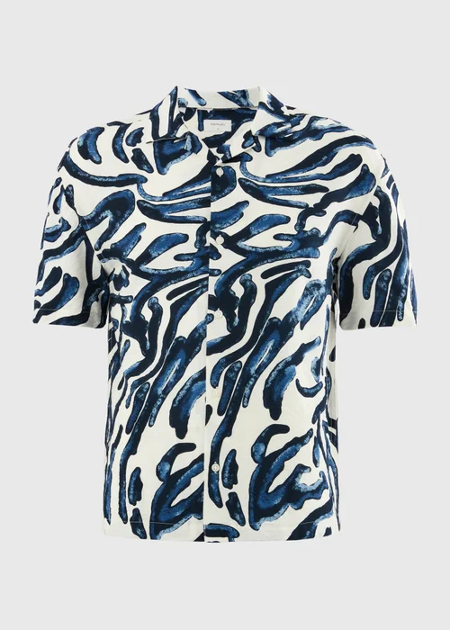Navy Abstract Relaxed Fit Short Sleeve Shirt - M Image 4
