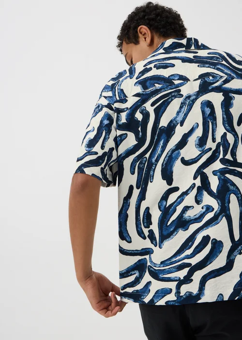 Navy Abstract Relaxed Fit Short Sleeve Shirt - M Image 2