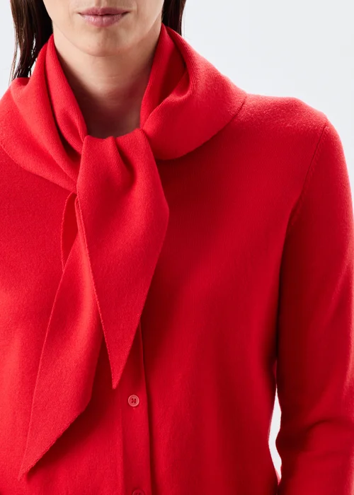 Red Scarf Neck Long Sleeve Cardigan - S Image 3