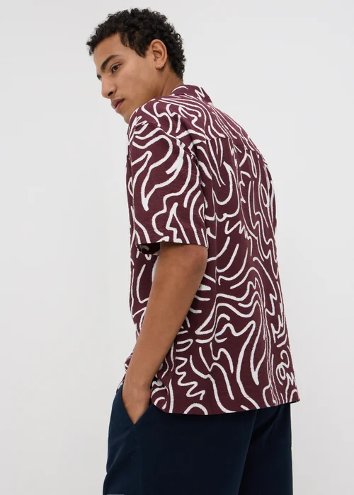 Burgundy Abstract Print Short Sleeve Shirt - 3XL Image 2